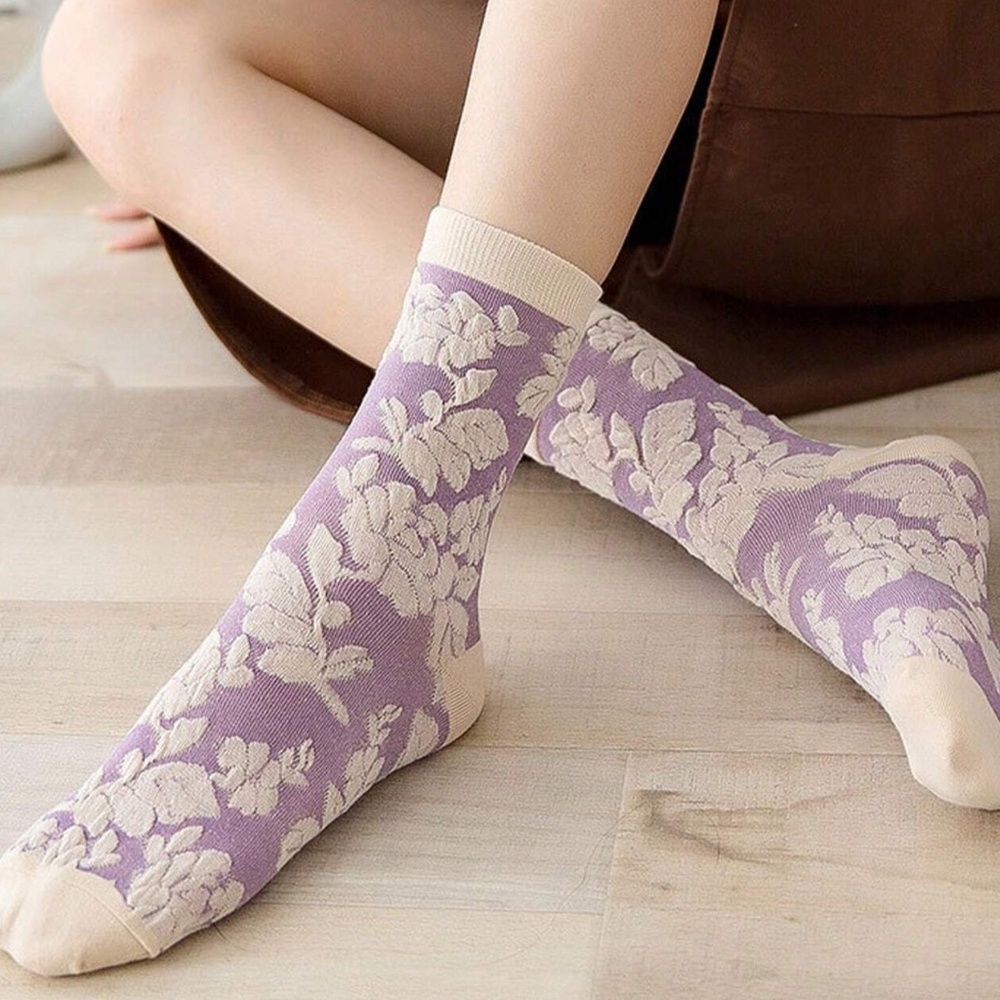 Colorful Floral Textured Socks Set - Picture 4 of 5